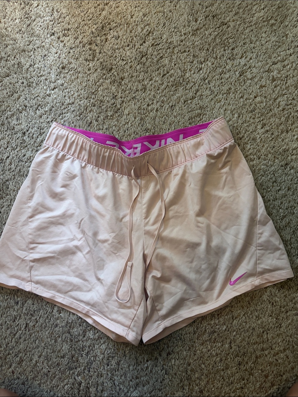 Nike Light Pink Athletic Shorts with Bright Pink Waistband